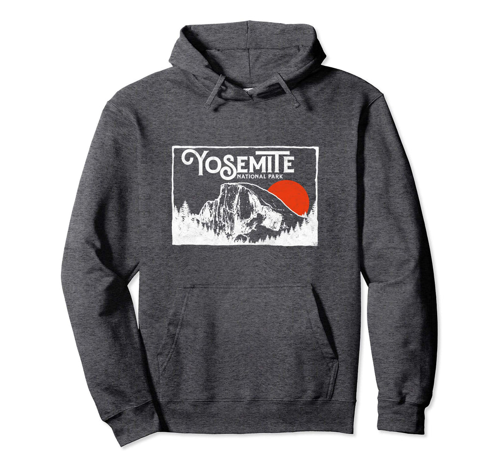 Distressed Half Dome Sun Badge Yosemite Hoodie - Trendy Graphic Men Women - T-Shirt, Sweatshirt, Hoodie