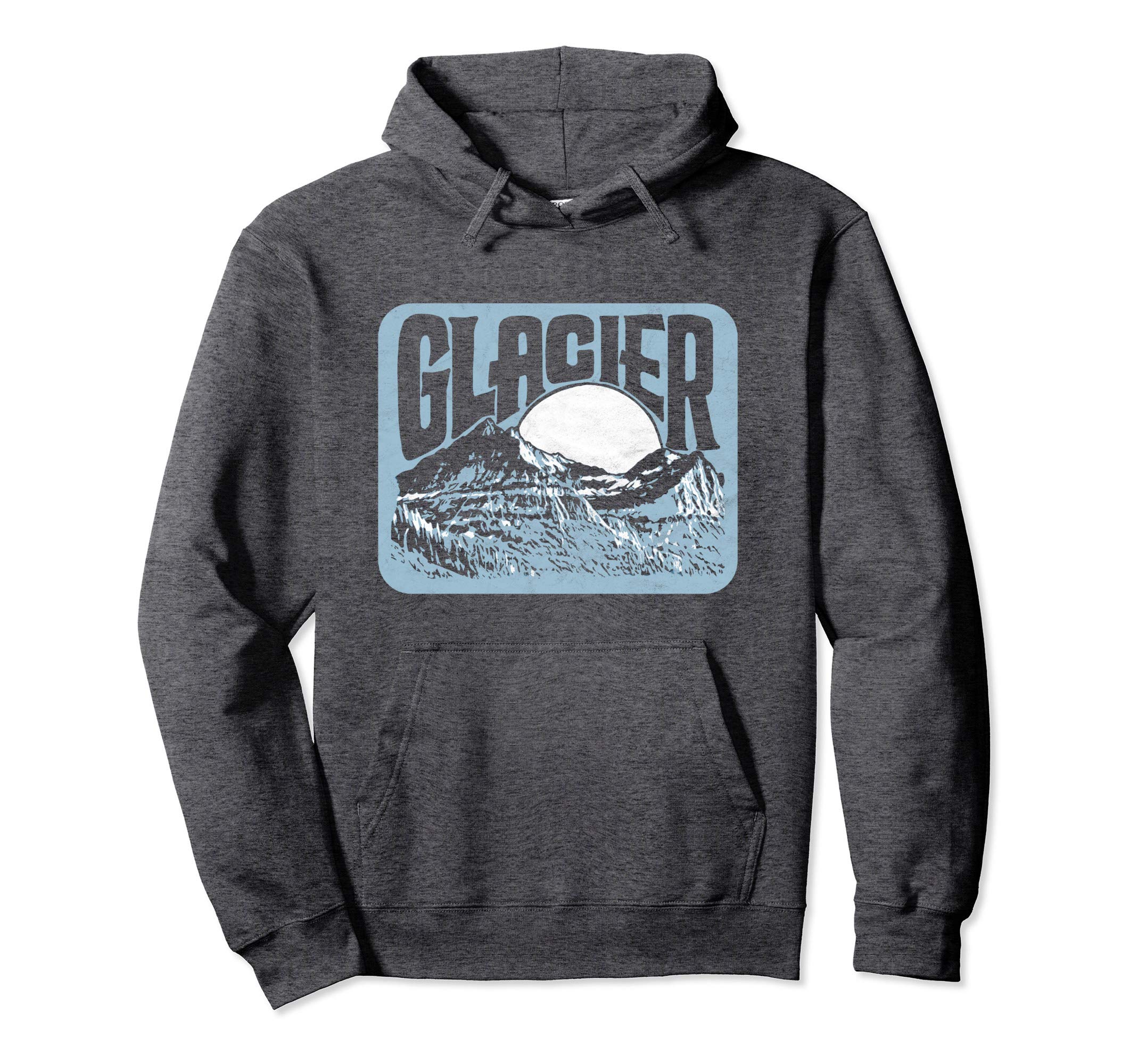 Glacier National Park Distressed 80S Hoodie - Fun Novelty Design Unisex - T-Shirt, Sweatshirt, Hoodie