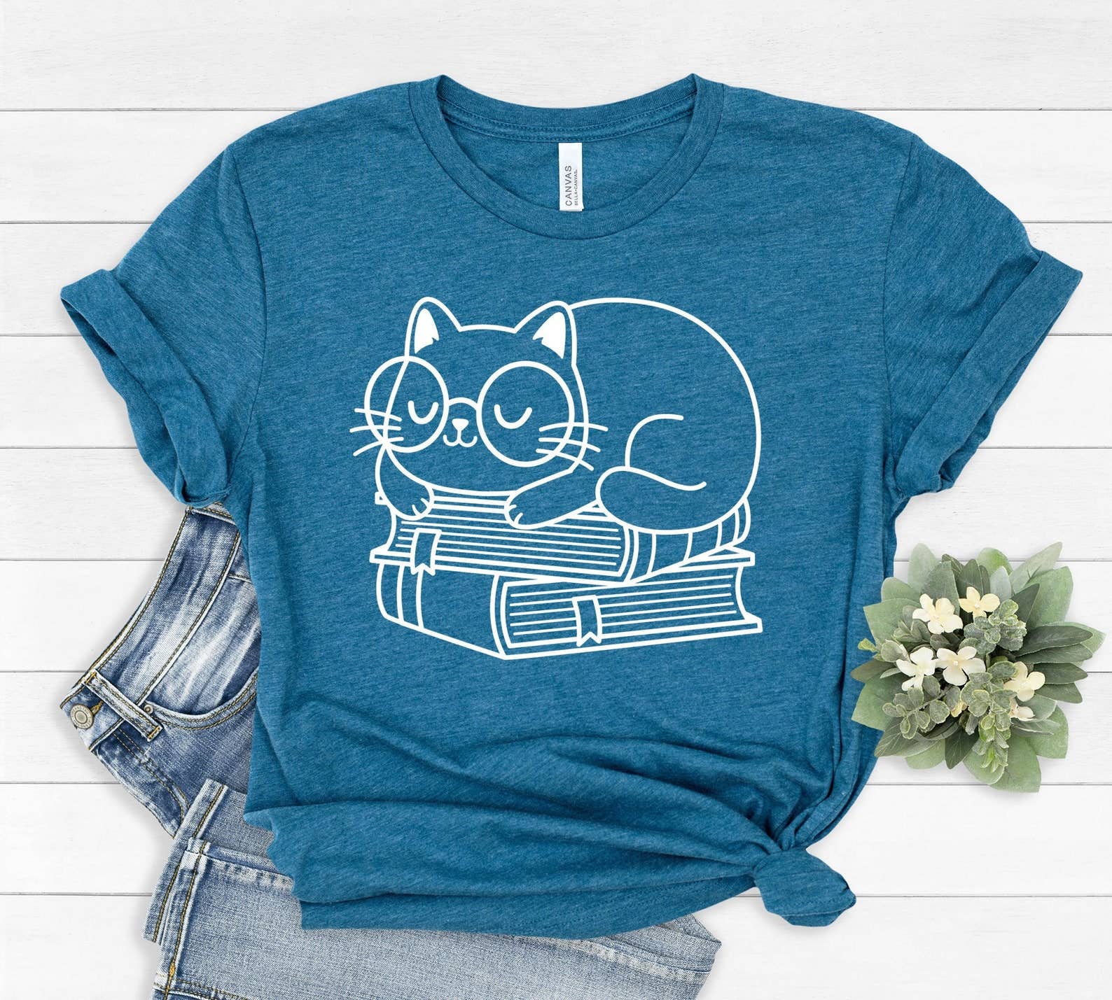 Cat and Books - Adult & Kids T-Shirts, Sweatshirts & Hoodies apparel design preview 1