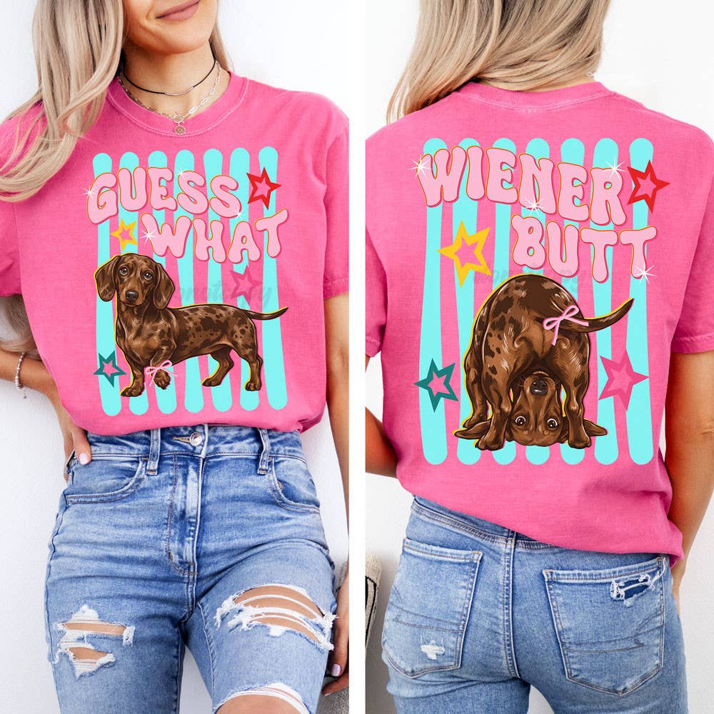Guess What Wiener Butt Front/Back - Adult & Kids T-Shirts, Sweatshirts & Hoodies apparel design preview 1