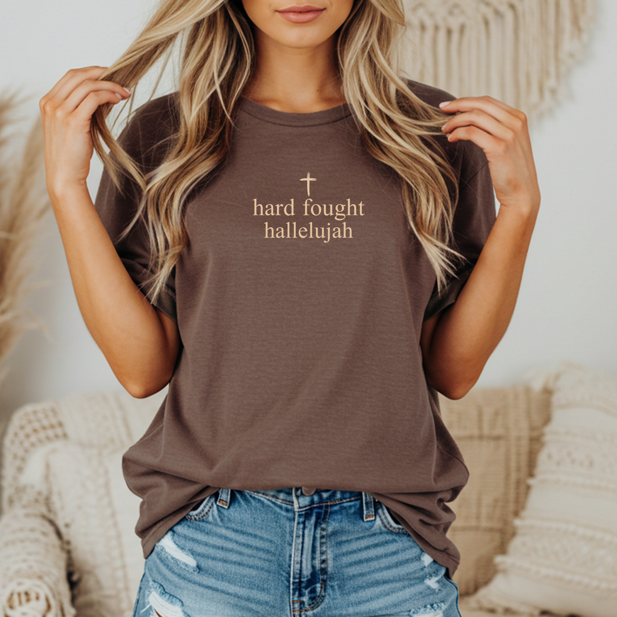 Hard Fought Hallelujah Faith Graphic Summer - Adult & Kids T-Shirts, Sweatshirts & Hoodies apparel design preview 1