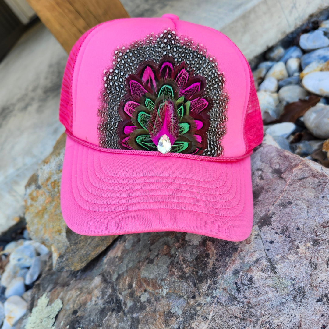 Hot Pink Feather Trucker Hat Crown - Adult & Kids T-Shirts, Sweatshirts & Hoodies apparel design preview 1