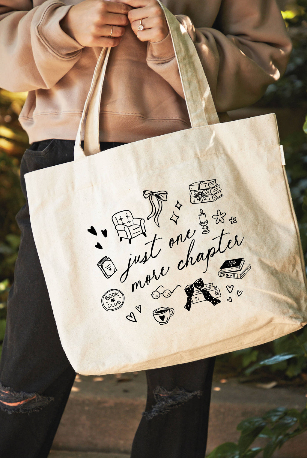 Just One More Chapter Canvas Tote Bag - Adult & Kids T-Shirts, Sweatshirts & Hoodies apparel design preview 1