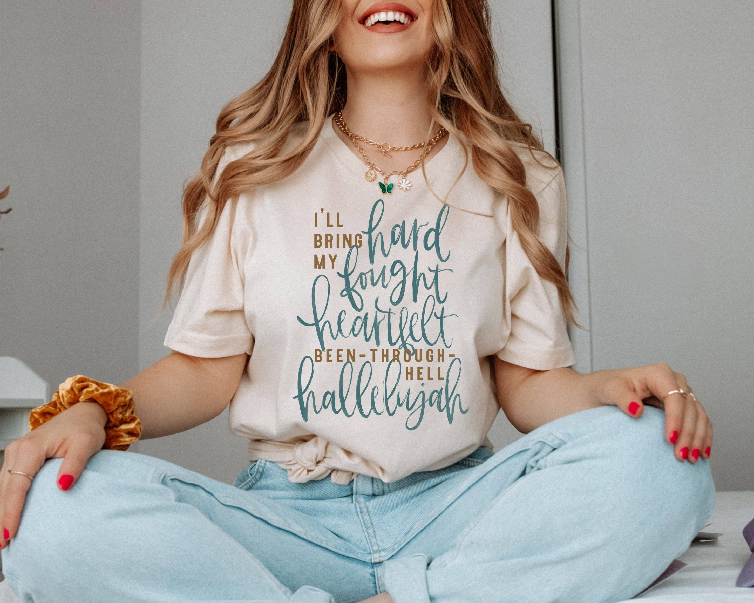 Hard Fought Hallelujah Faith Vintage Graphic - Adult & Kids T-Shirts, Sweatshirts & Hoodies apparel design preview 1
