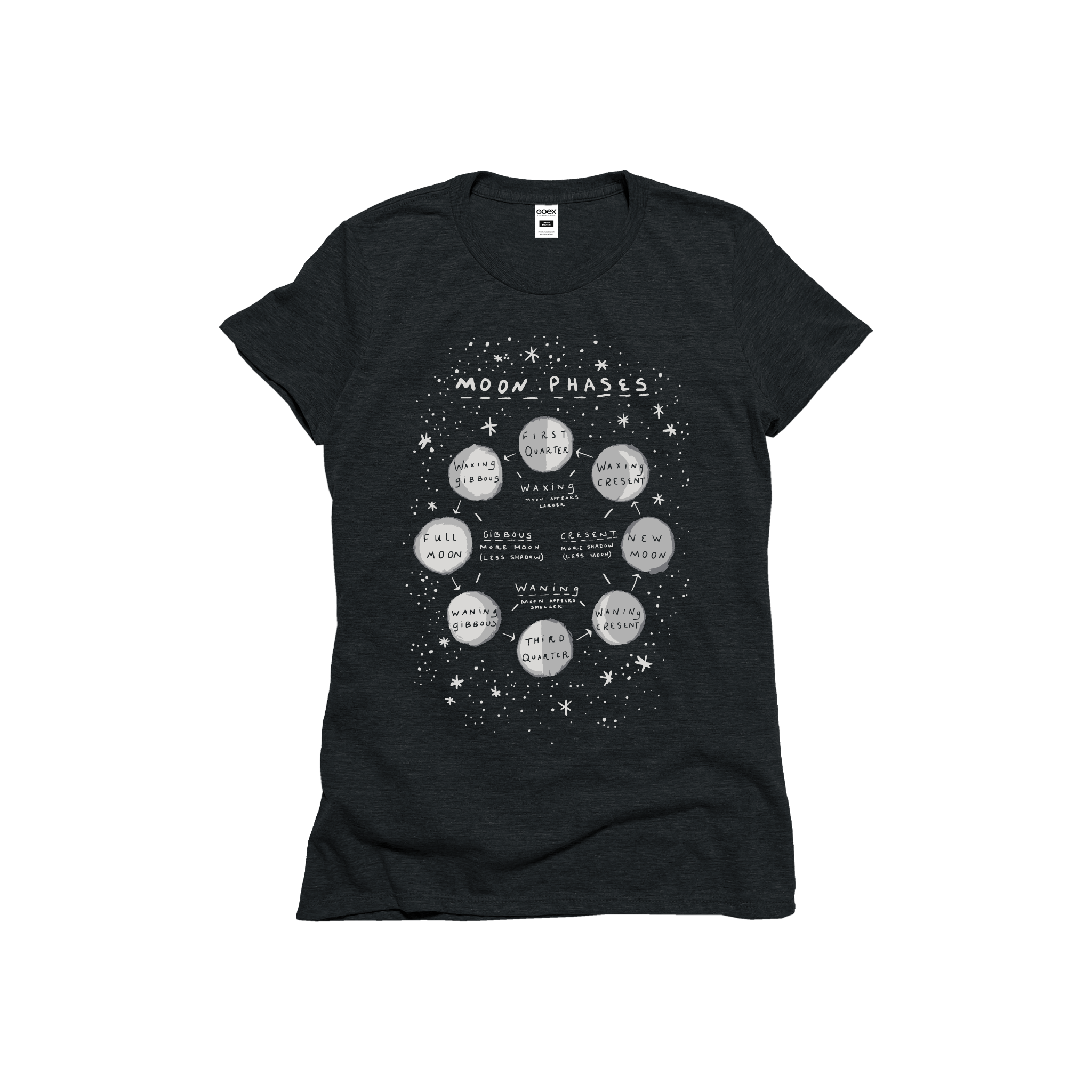 Moon Phases Graphic Charcoal 24pk - Adult & Kids T-Shirts, Sweatshirts & Hoodies apparel design preview 1