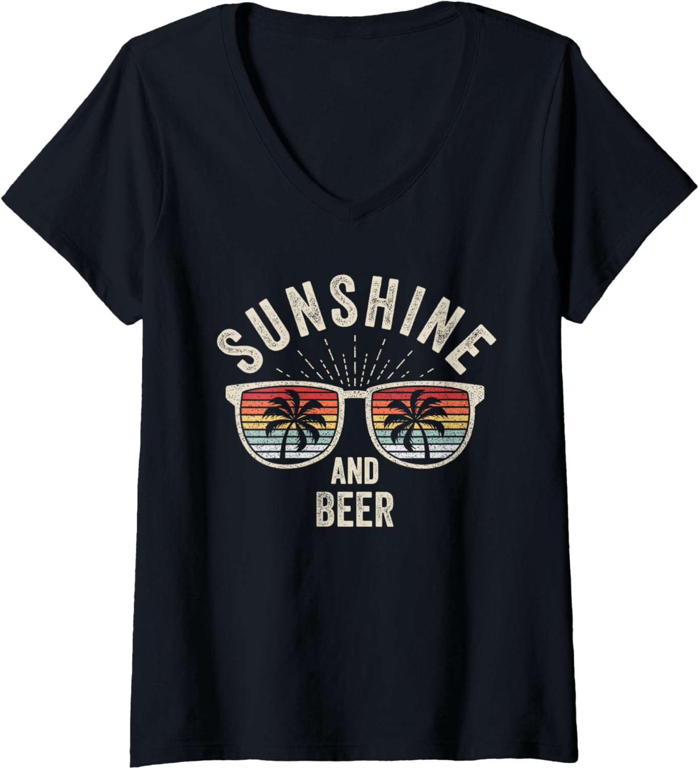 Womens Sunshine And Beer Craft Beer Brewery V Neck Shirt Classic