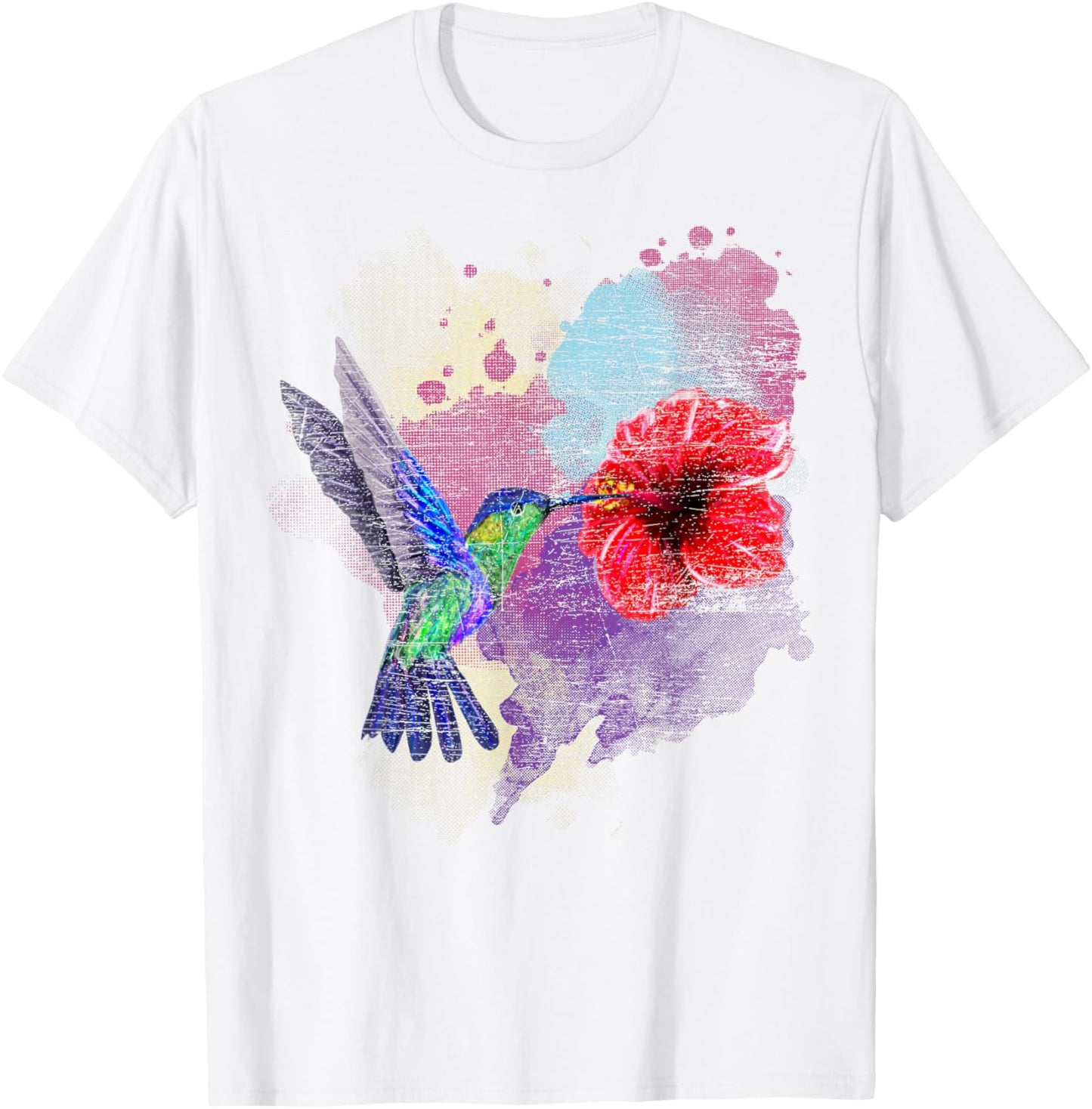 Pretty Bird Animal Hibiscus Flower Hummingbird Long Sleeve Retro