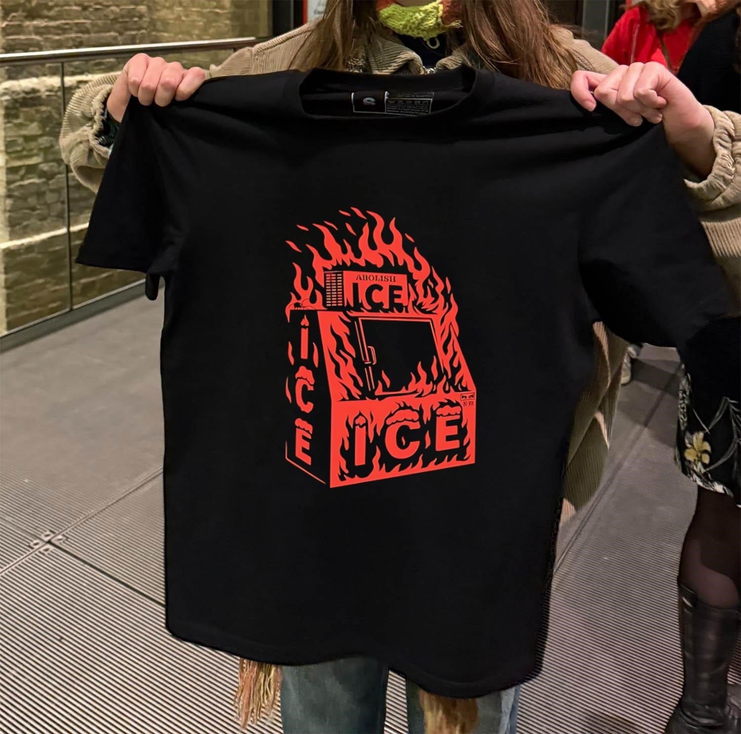 Abolish ICE Immigration Customs Enforcement On Fire - Adult & Kids T-Shirts, Sweatshirts & Hoodies apparel design preview 2
