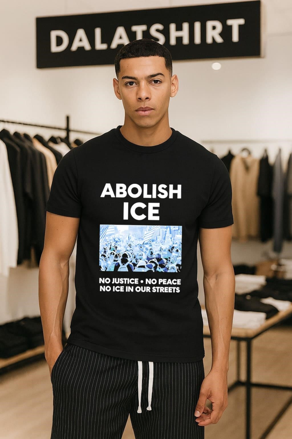 Abolish ICE No Justice Peace In Our Streets - Adult & Kids T-Shirts, Sweatshirts & Hoodies apparel design preview 1