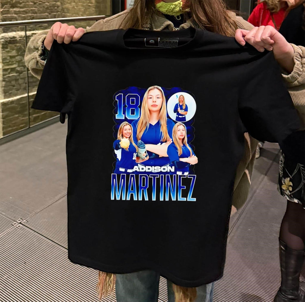 Addison Martinez 18 Softball Player Blue Gradient - Adult & Kids T-Shirts, Sweatshirts & Hoodies apparel design preview 2