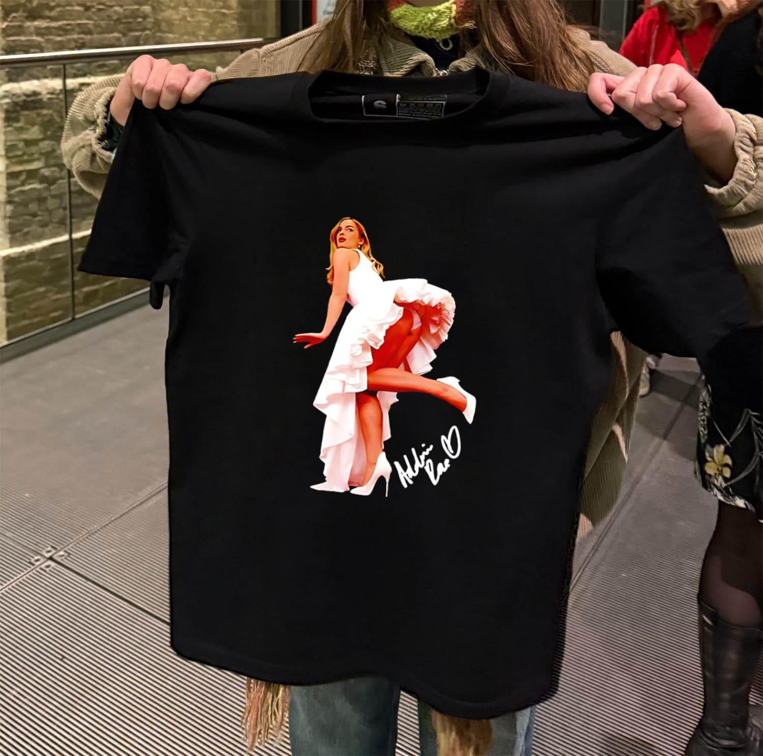 Addison Rae White Dress Marilyn Monroe Pose Autograph - Adult & Kids T-Shirts, Sweatshirts & Hoodies apparel design preview 2