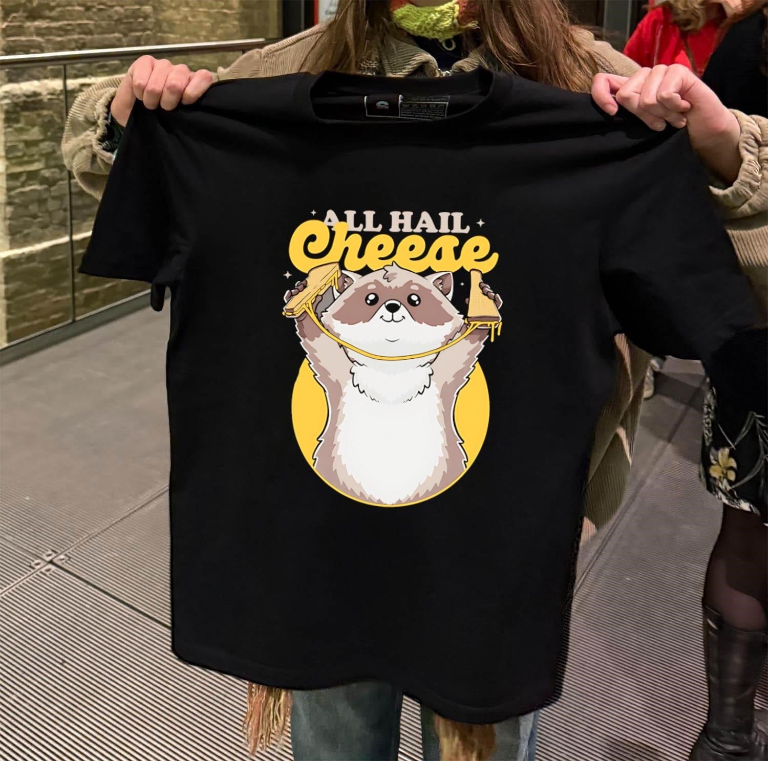 All Hail Cheese Raccoon Holding Grilled Sandwich - Adult & Kids T-Shirts, Sweatshirts & Hoodies apparel design preview 2