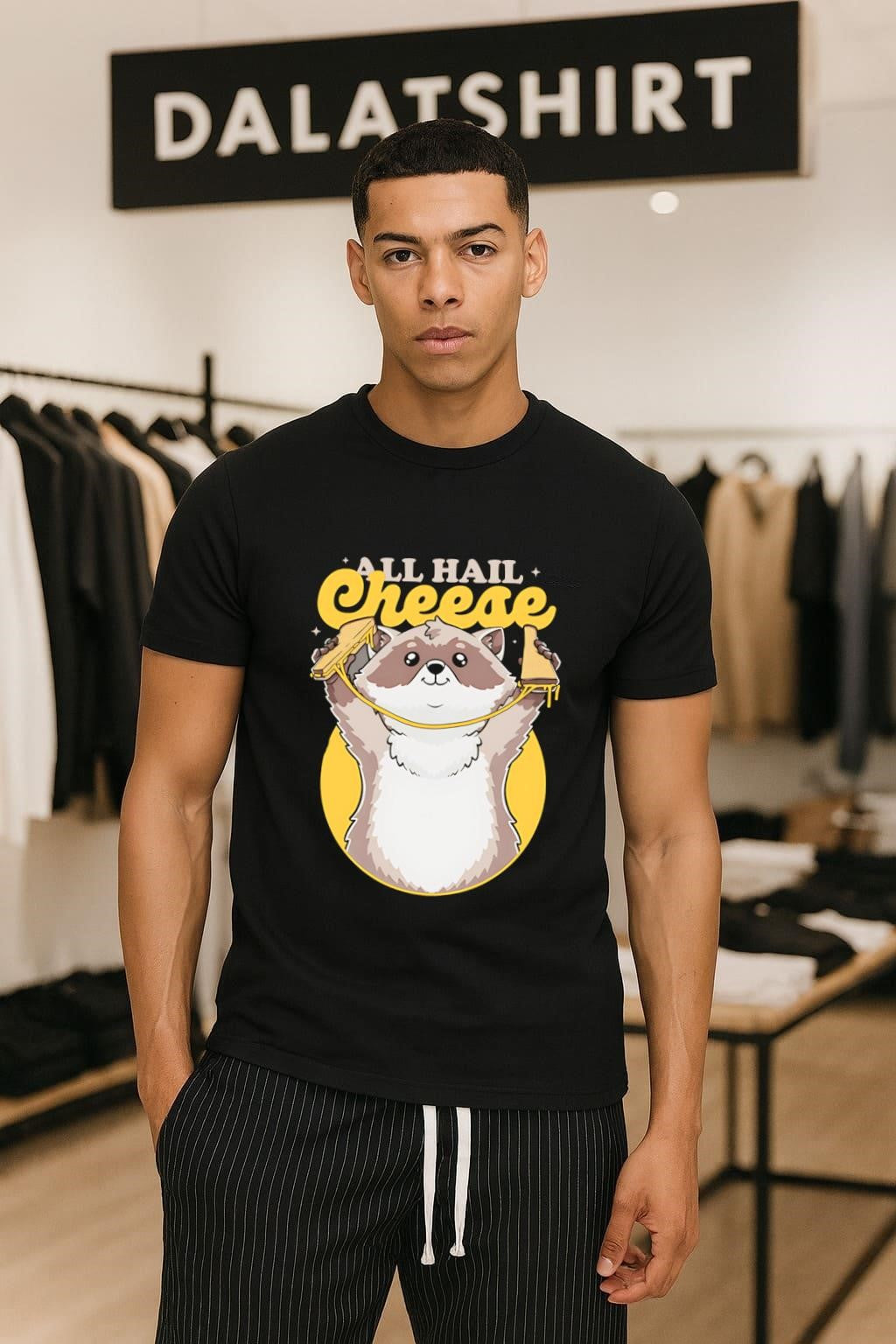 All Hail Cheese Raccoon Holding Grilled Sandwich - Adult & Kids T-Shirts, Sweatshirts & Hoodies apparel design preview 1