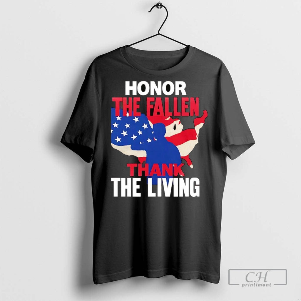 American Veteran Honor The Fallen Thank Living - Adult & Kids T-Shirts, Sweatshirts & Hoodies apparel design preview 1