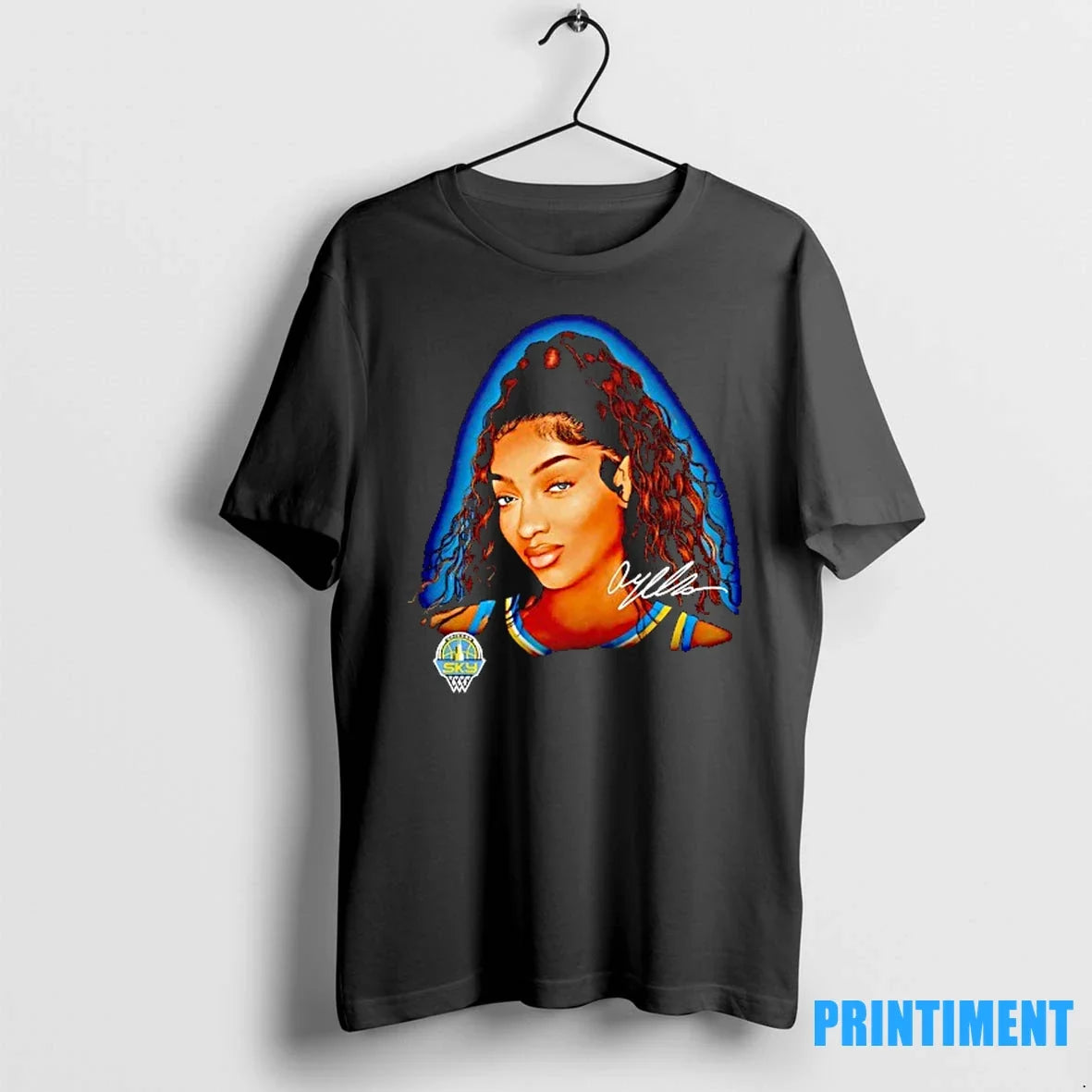 Angel Reese Portrait Chicago Sky Basketball Signature - Adult & Kids T-Shirts, Sweatshirts & Hoodies apparel design preview 1
