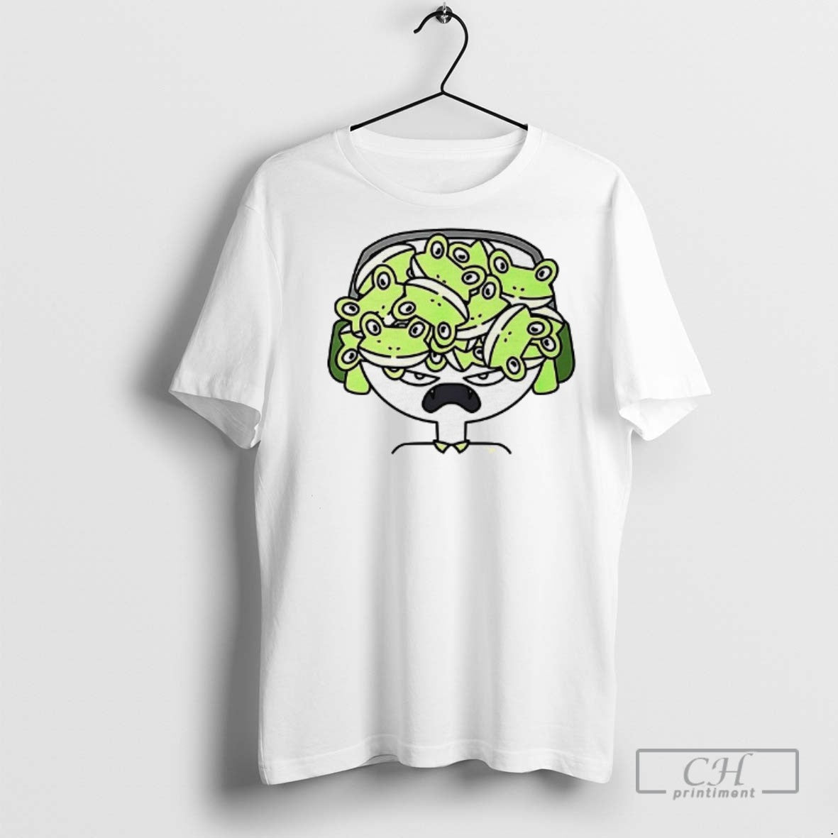 Angry Frog Headphones Cartoon - Adult & Kids T-Shirts, Sweatshirts & Hoodies apparel design preview 1