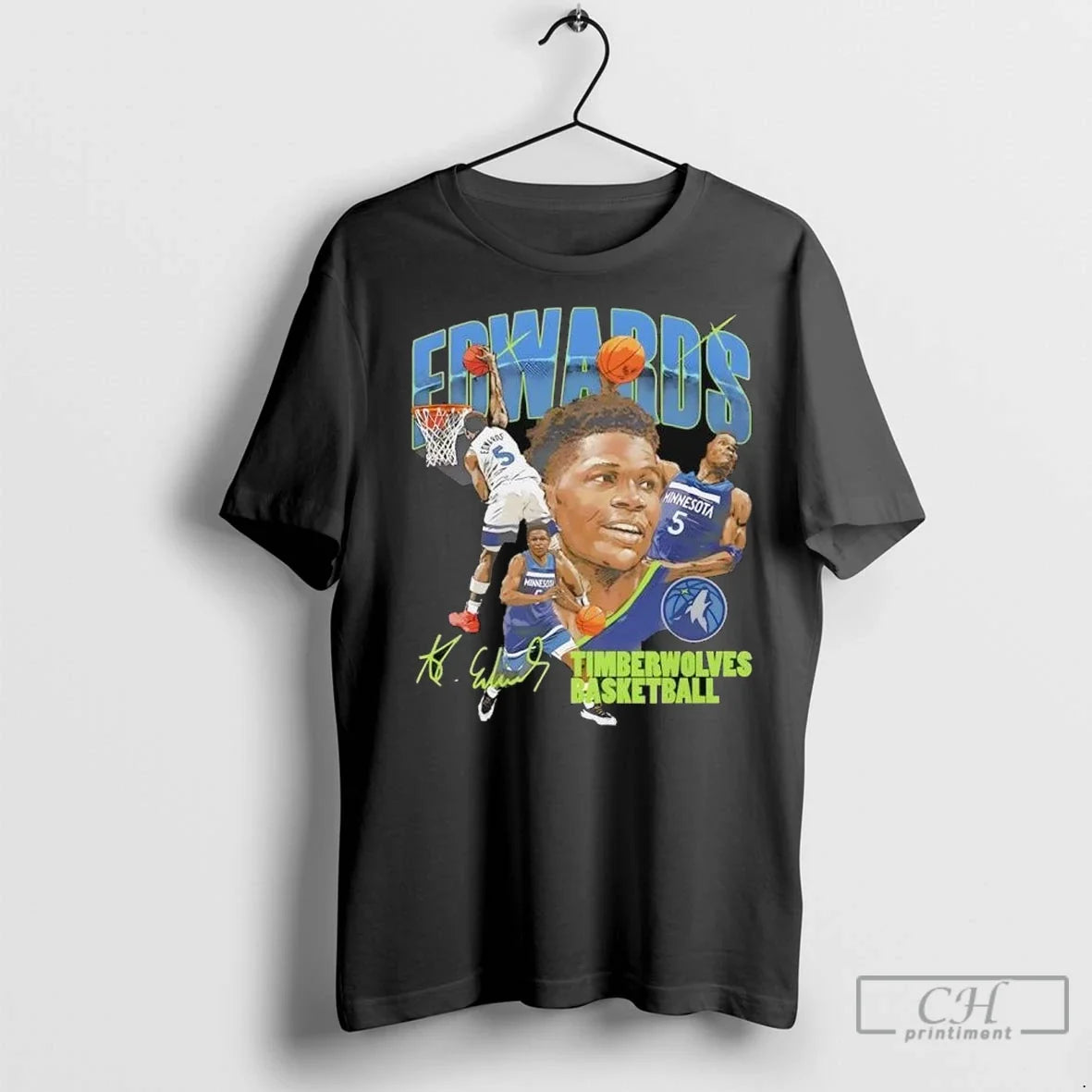 Anthony Edwards Minnesota Timberwolves Basketball - Adult & Kids T-Shirts, Sweatshirts & Hoodies apparel design preview 1