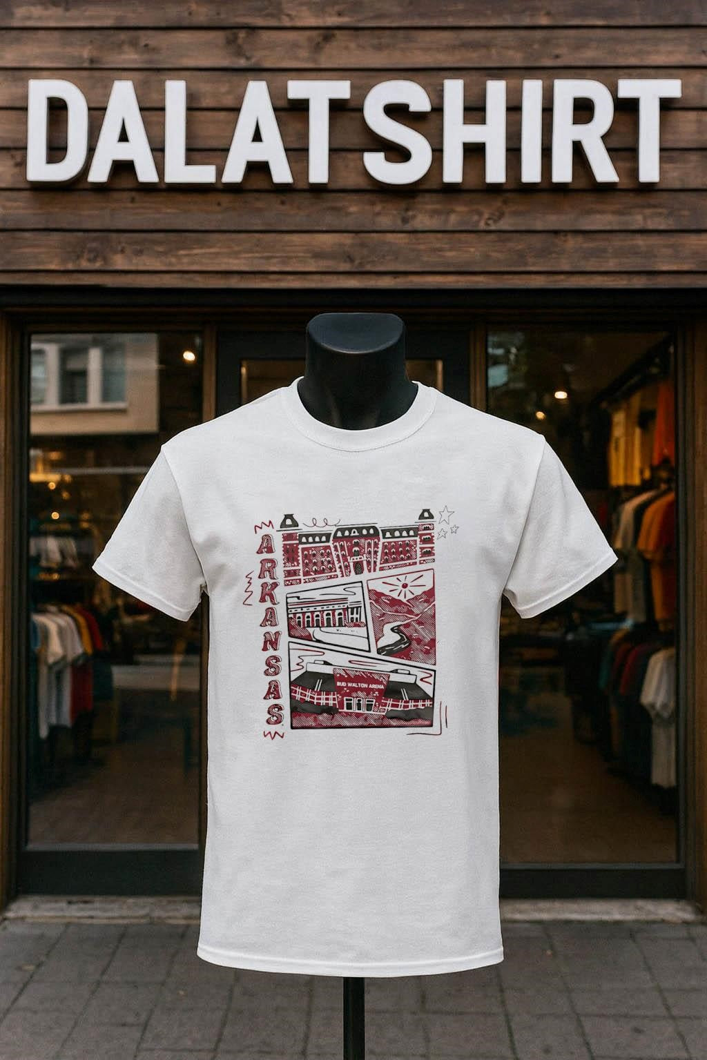 Arkansas Bud Walton Arena And Razorback Campus - Adult & Kids T-Shirts, Sweatshirts & Hoodies apparel design preview 1