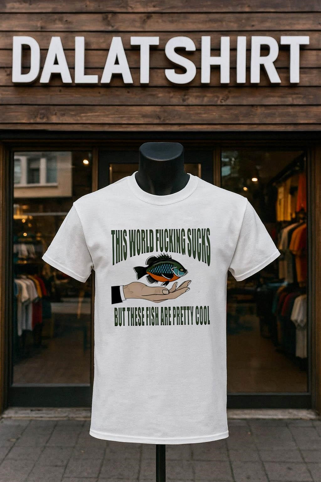 Awesome This world fucking sucks but these fish are - Adult & Kids T-Shirts, Sweatshirts & Hoodies apparel design preview 1