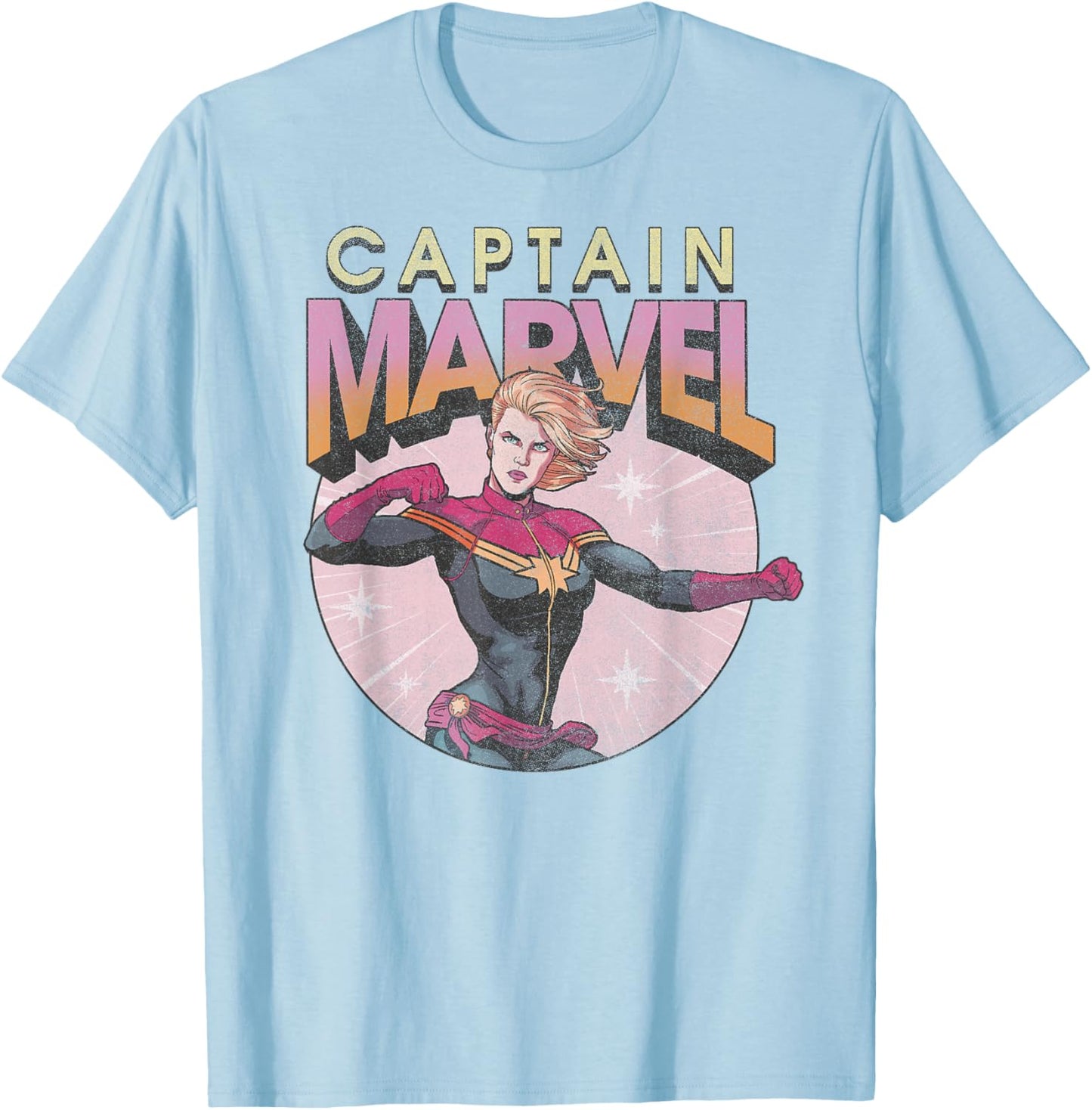 Marvel Comics Captain Marvel Distressed Circle Logo TShirt Stylish