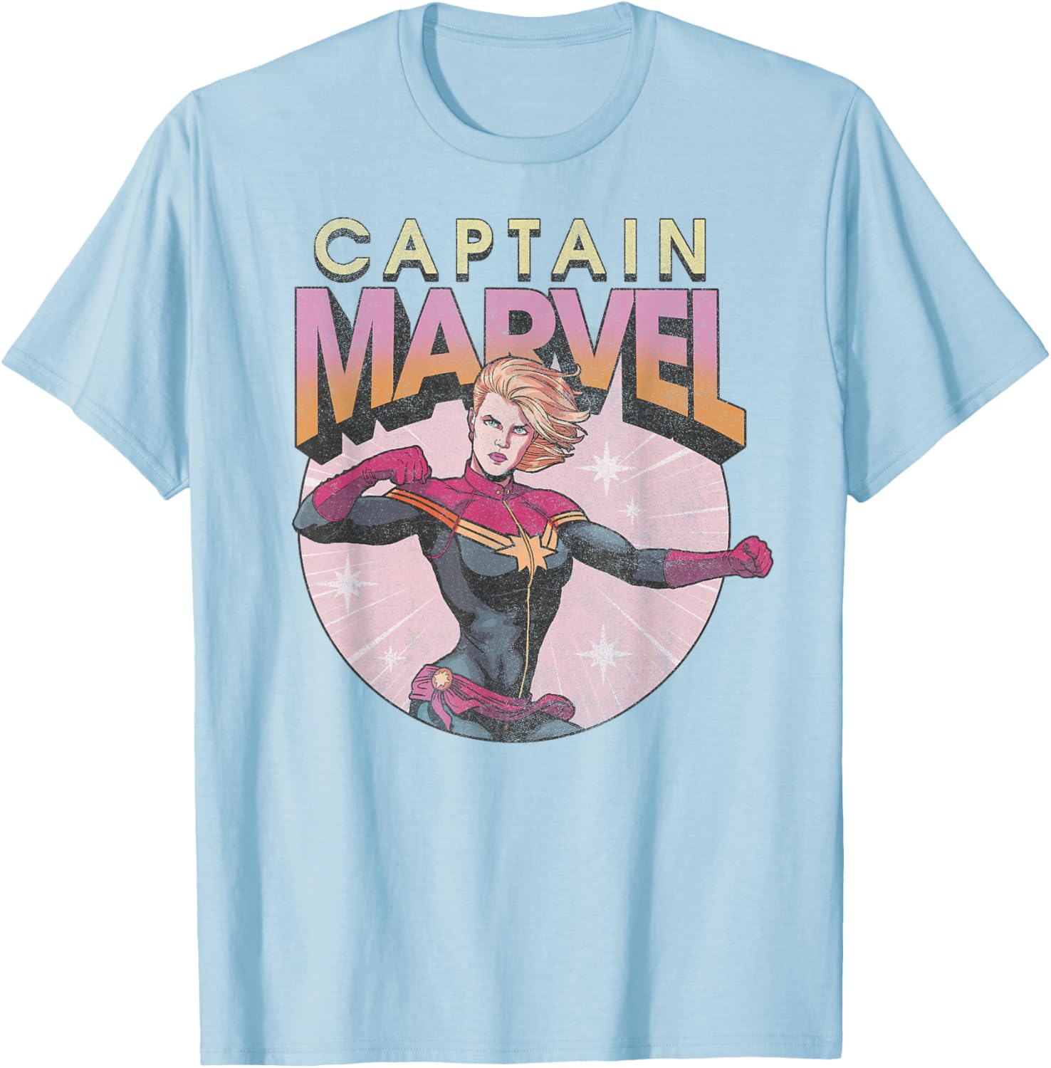 Marvel Comics Captain Marvel Distressed Circle Logo TShirt Stylish