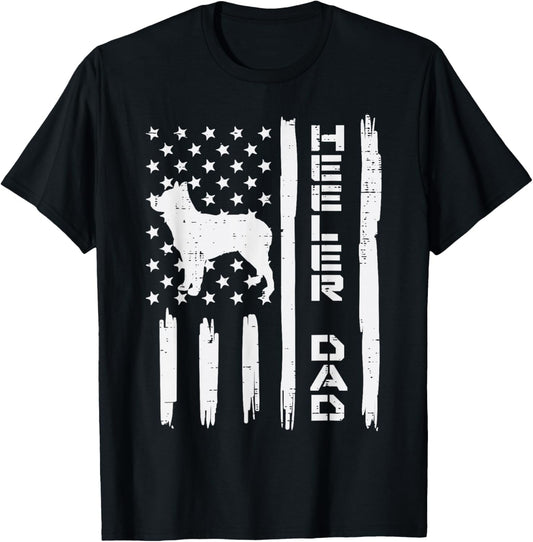 Heeler Dad Flag Blue Red Cattle Dog Patriot Shirt Modern Gift