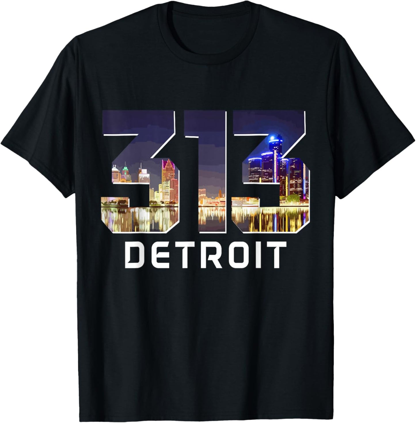 313 Detroit Area Code Night Skyline Pride Michigan Sweatshirt Vintage