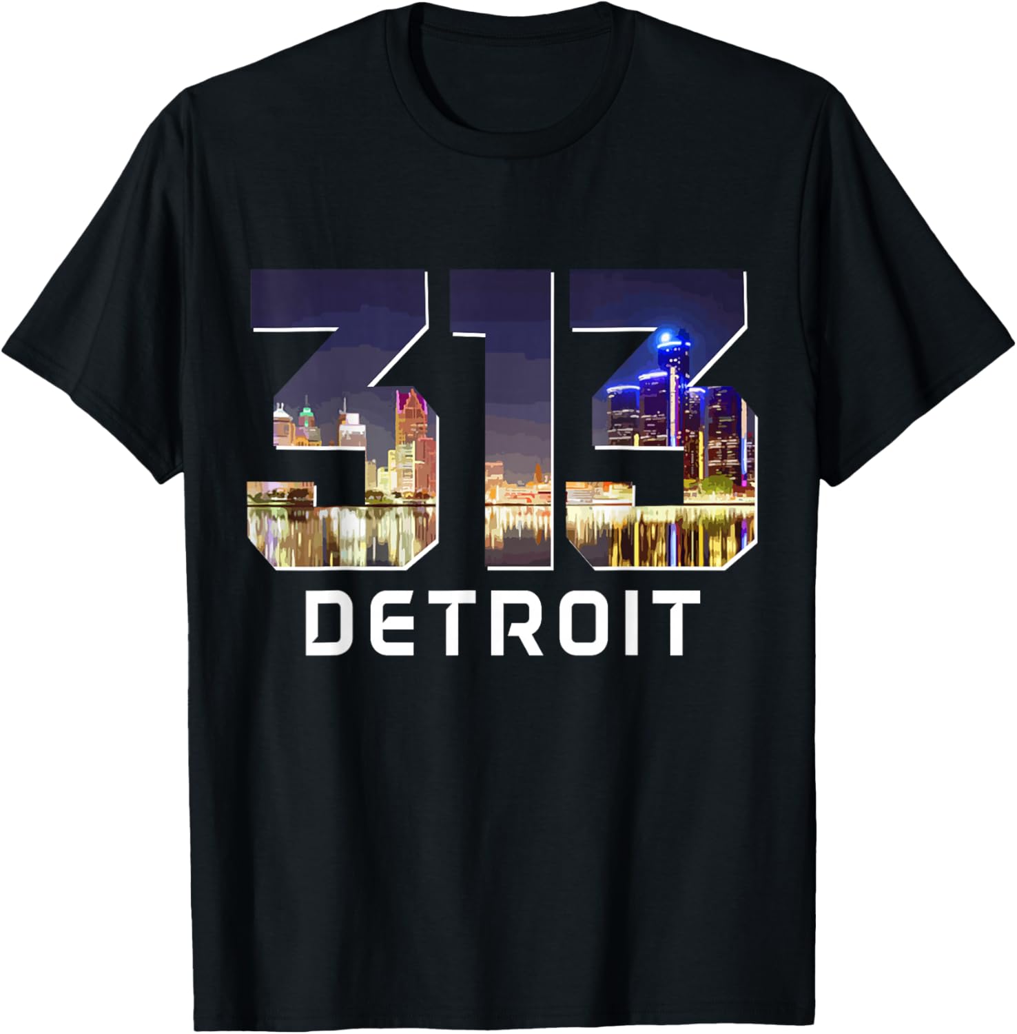 313 Detroit Area Code Night Skyline Pride Michigan Sweatshirt Vintage