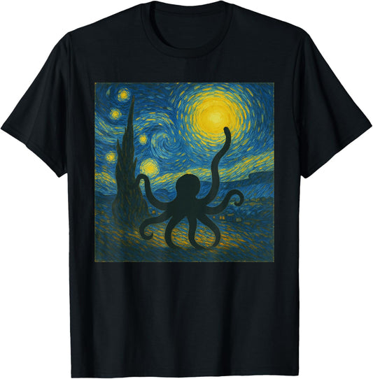 Starry Night Van Gogh Squid Octopus Hoodie Elegant Merch