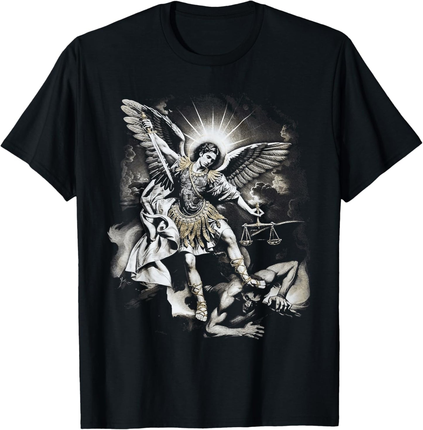 Saint Michael Defeating Satan Archangel Warrior Long Sleeve Trendy