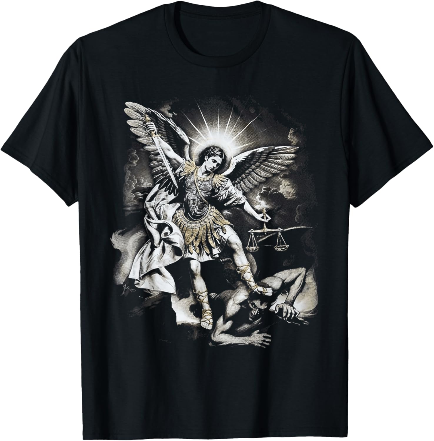 Saint Michael Defeating Satan Archangel Warrior Long Sleeve Trendy