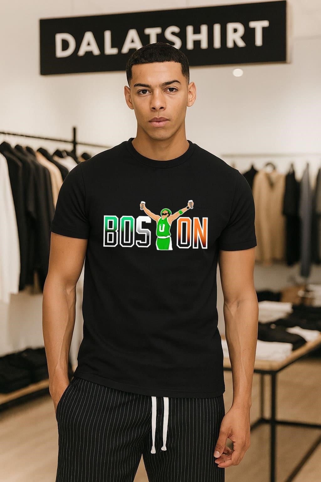 BOSTON Beer Toast Man In Green Jersey Graphic - Adult & Kids T-Shirts, Sweatshirts & Hoodies apparel design preview 1