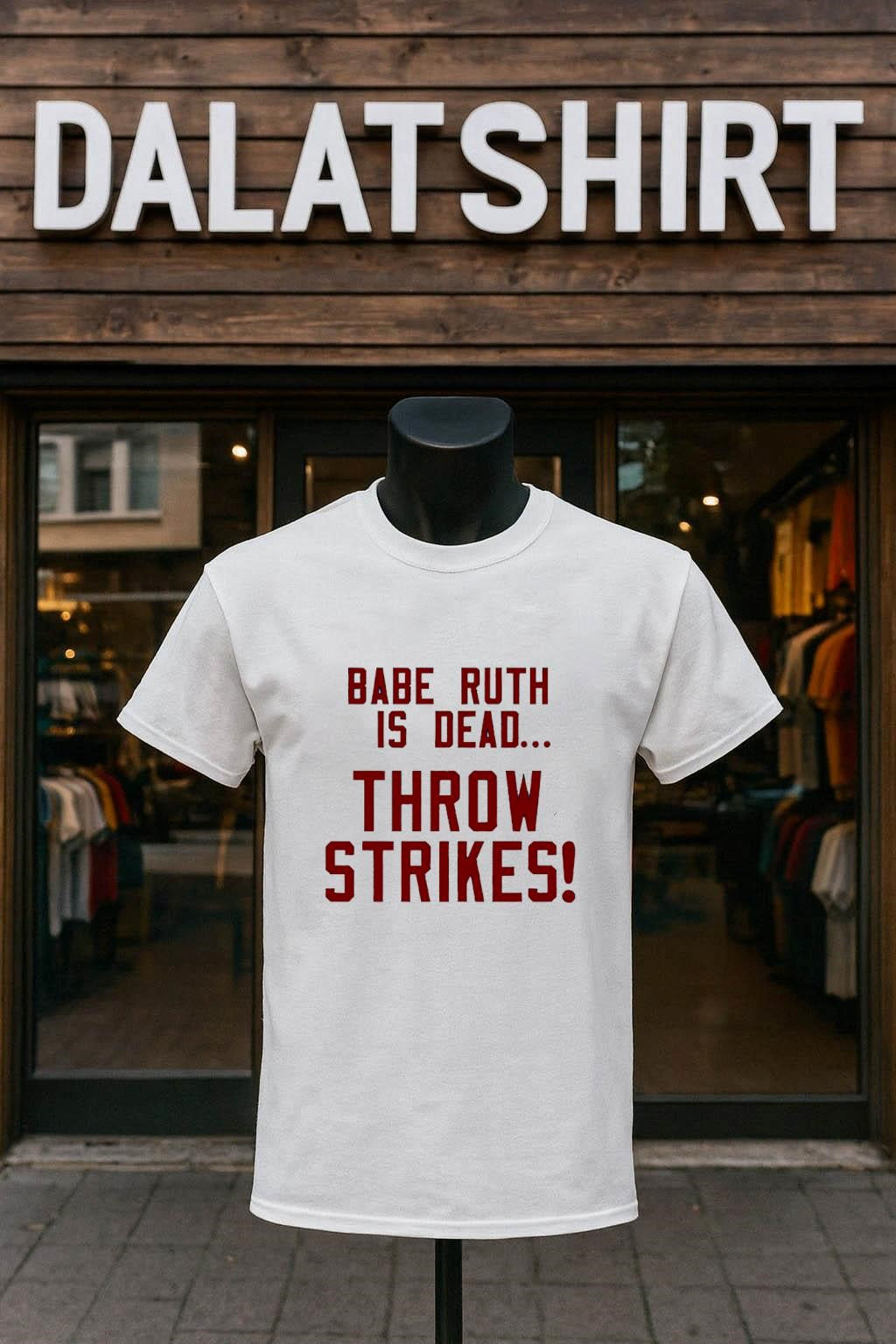 Babe Ruth Is Dead Throw Strikes - Adult & Kids T-Shirts, Sweatshirts & Hoodies apparel design preview 1