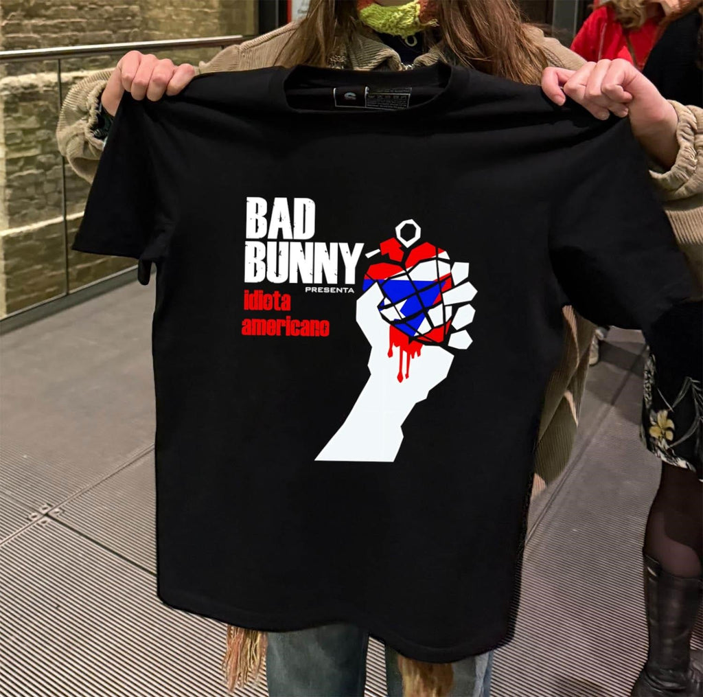 Bad Bunny American Idiot Puerto Rico Flag Grenade - Adult & Kids T-Shirts, Sweatshirts & Hoodies apparel design preview 2