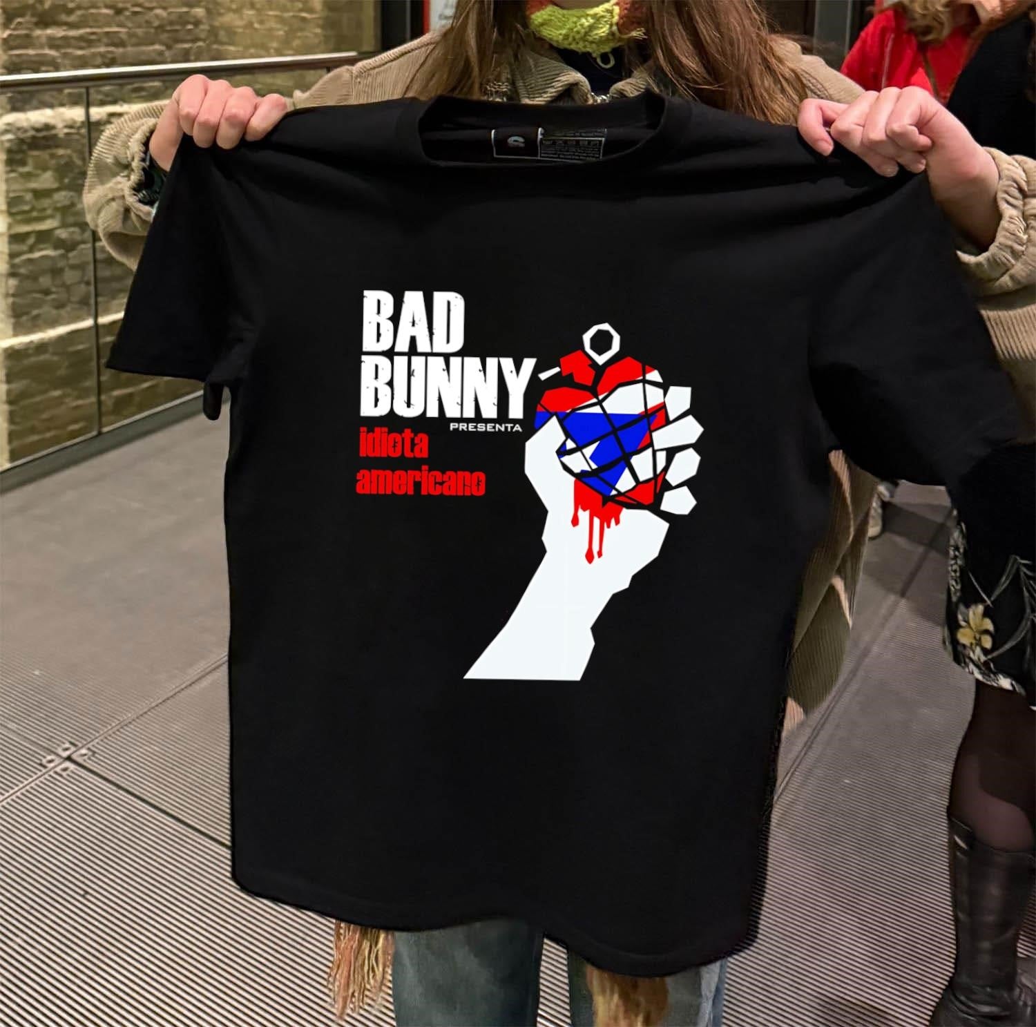 Bad Bunny American Idiot Puerto Rico Flag Grenade - Adult & Kids T-Shirts, Sweatshirts & Hoodies apparel design preview 2