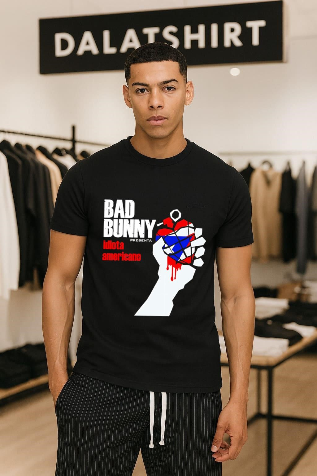 Bad Bunny American Idiot Puerto Rico Flag Grenade - Adult & Kids T-Shirts, Sweatshirts & Hoodies apparel design preview 1