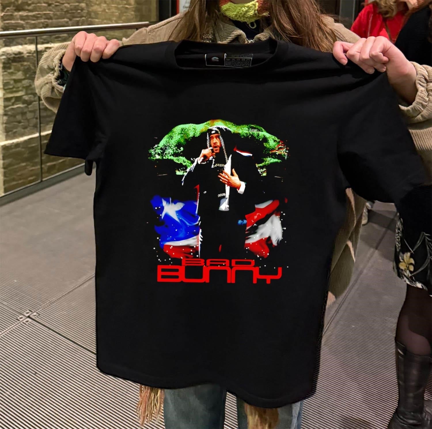 Bad Bunny Puerto Rico Flag Singer Music Artist - Adult & Kids T-Shirts, Sweatshirts & Hoodies apparel design preview 2