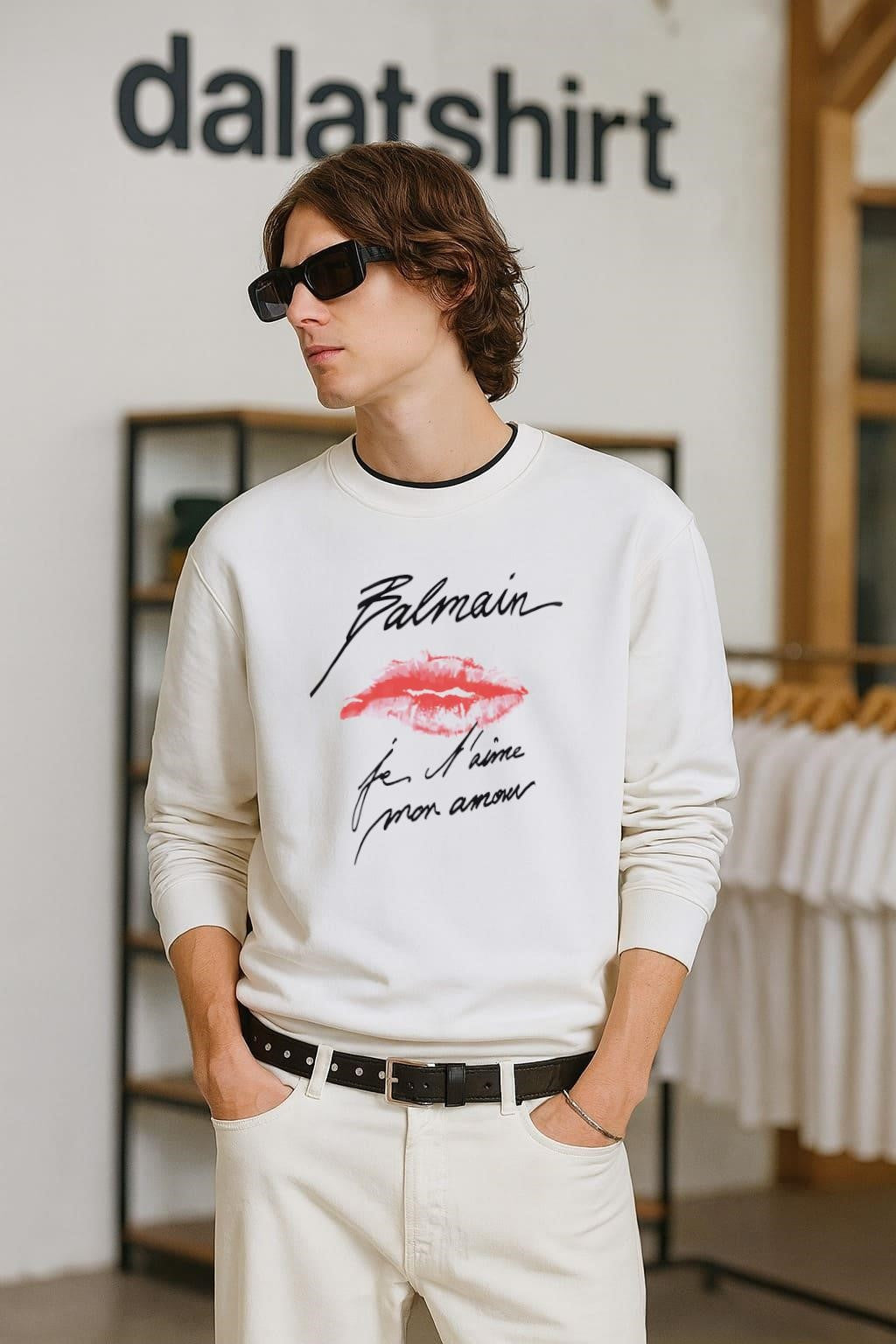 Balmain Je T'aime Mon Amour Red Lips Fashion Logo - Adult & Kids T-Shirts, Sweatshirts & Hoodies apparel design preview 2