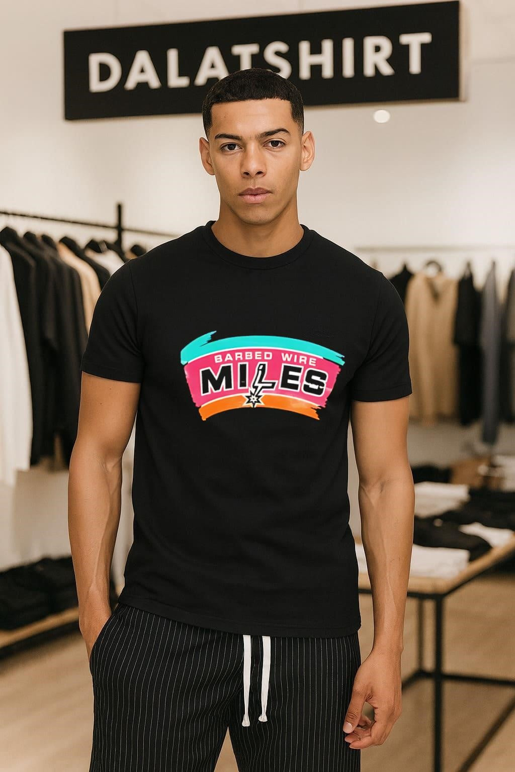 Barbed Wire Miles San Antonio Basketball Logo - Adult & Kids T-Shirts, Sweatshirts & Hoodies apparel design preview 1