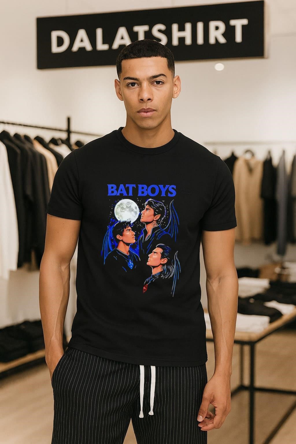 Bat Boys Night Moon Three Flying Winged Men classic - Adult & Kids T-Shirts, Sweatshirts & Hoodies apparel design preview 1