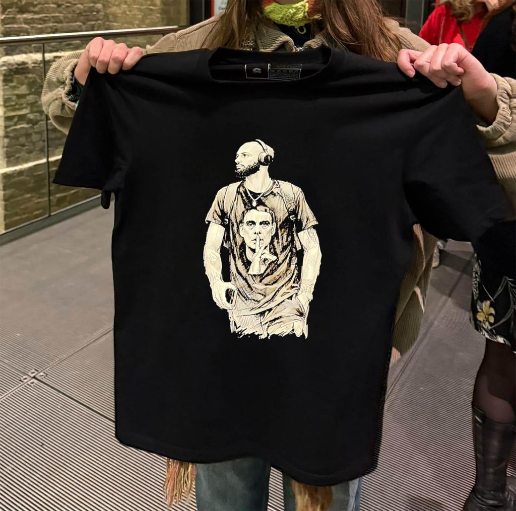 Bearded Man Wearing Headphones and Quiet Portrait - Adult & Kids T-Shirts, Sweatshirts & Hoodies apparel design preview 2