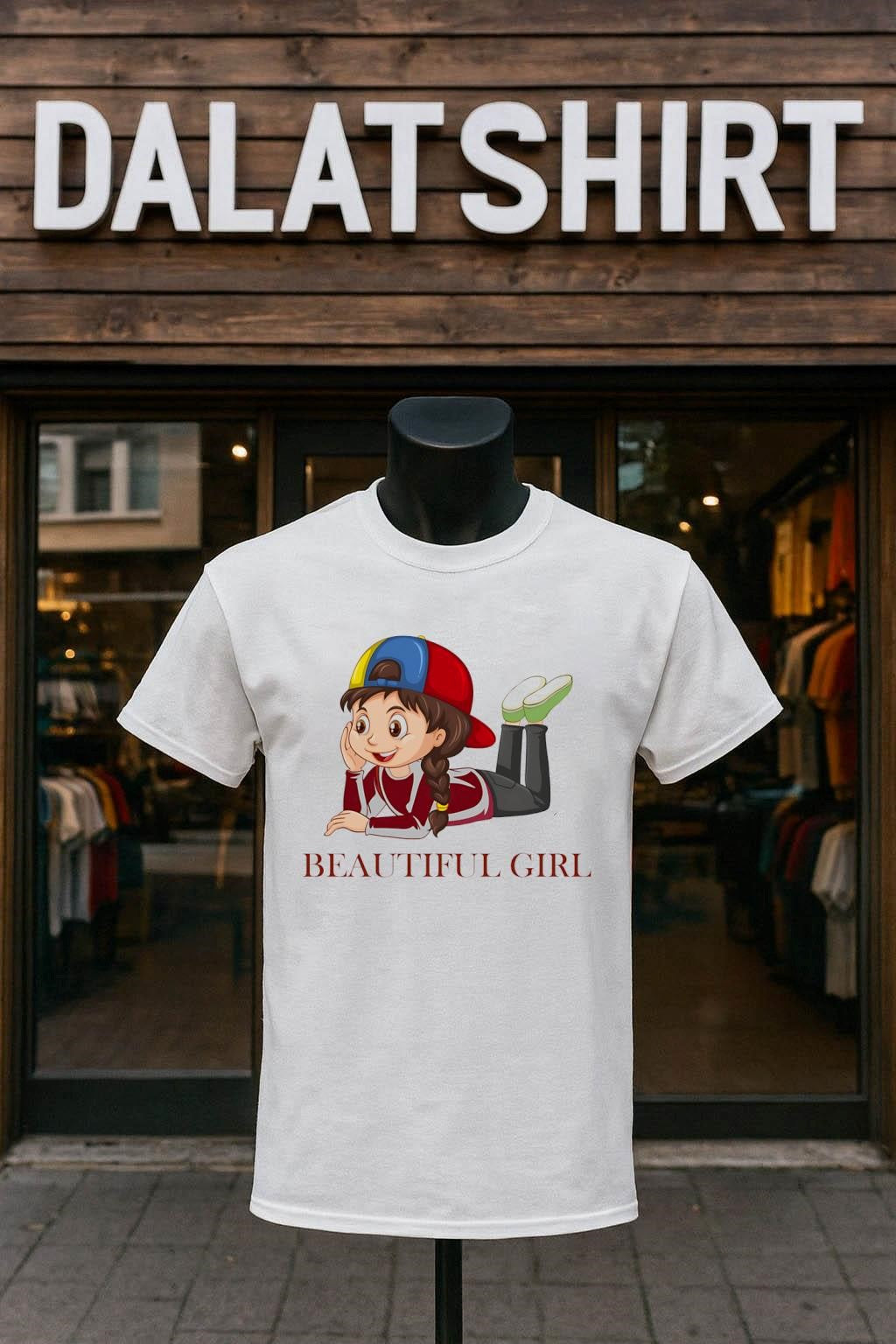 Beautiful Girl Cartoon Laying Down Wearing Baseball - Adult & Kids T-Shirts, Sweatshirts & Hoodies apparel design preview 1