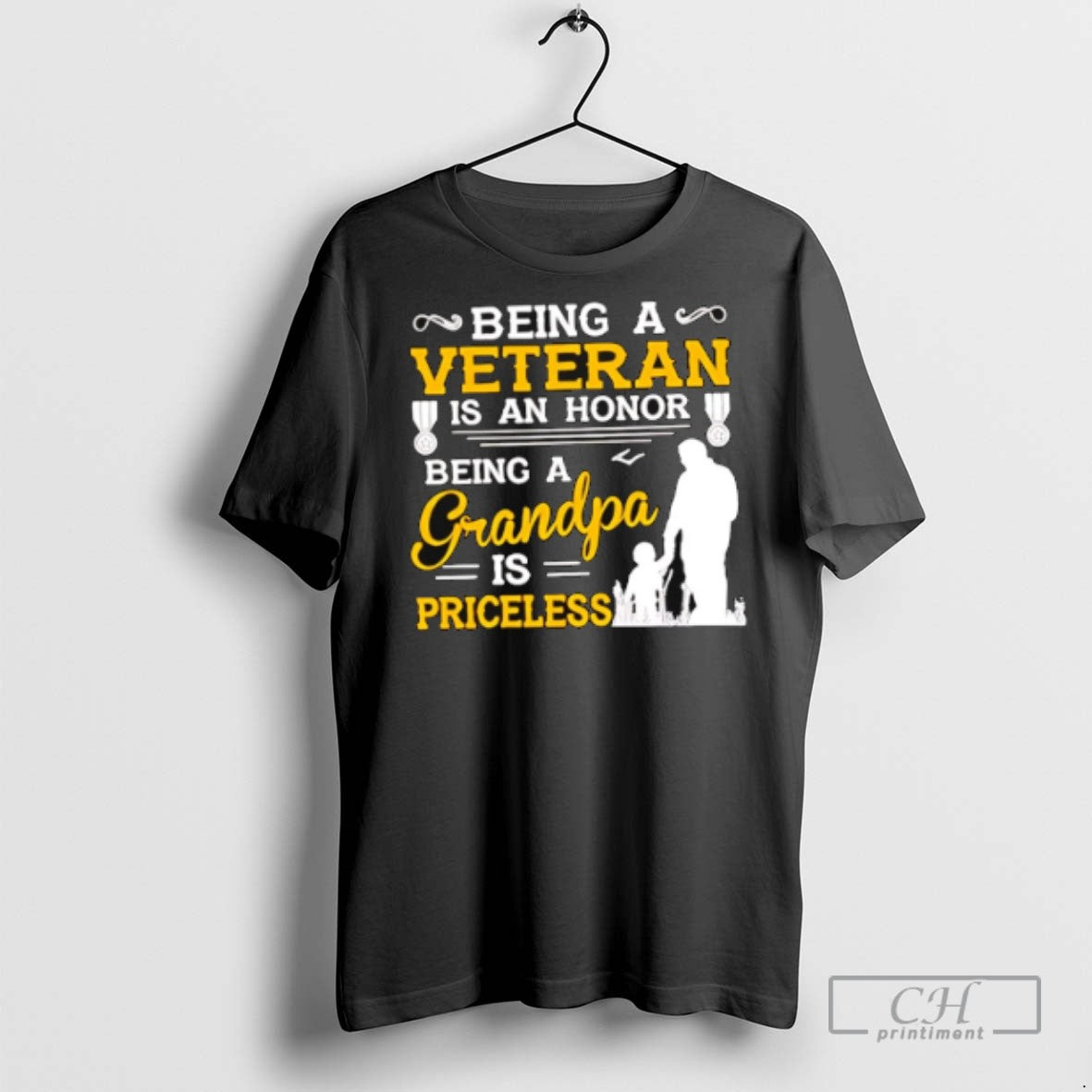 Being A Veteran Is An Honor Granpa Priceless - Adult & Kids T-Shirts, Sweatshirts & Hoodies apparel design preview 1