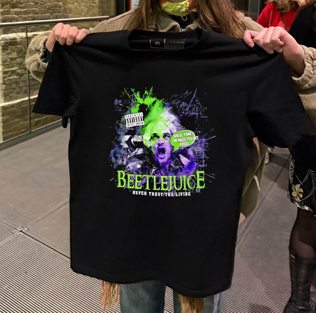 Beetlejuice Never Trust the Living purple green - Adult & Kids T-Shirts, Sweatshirts & Hoodies apparel design preview 2