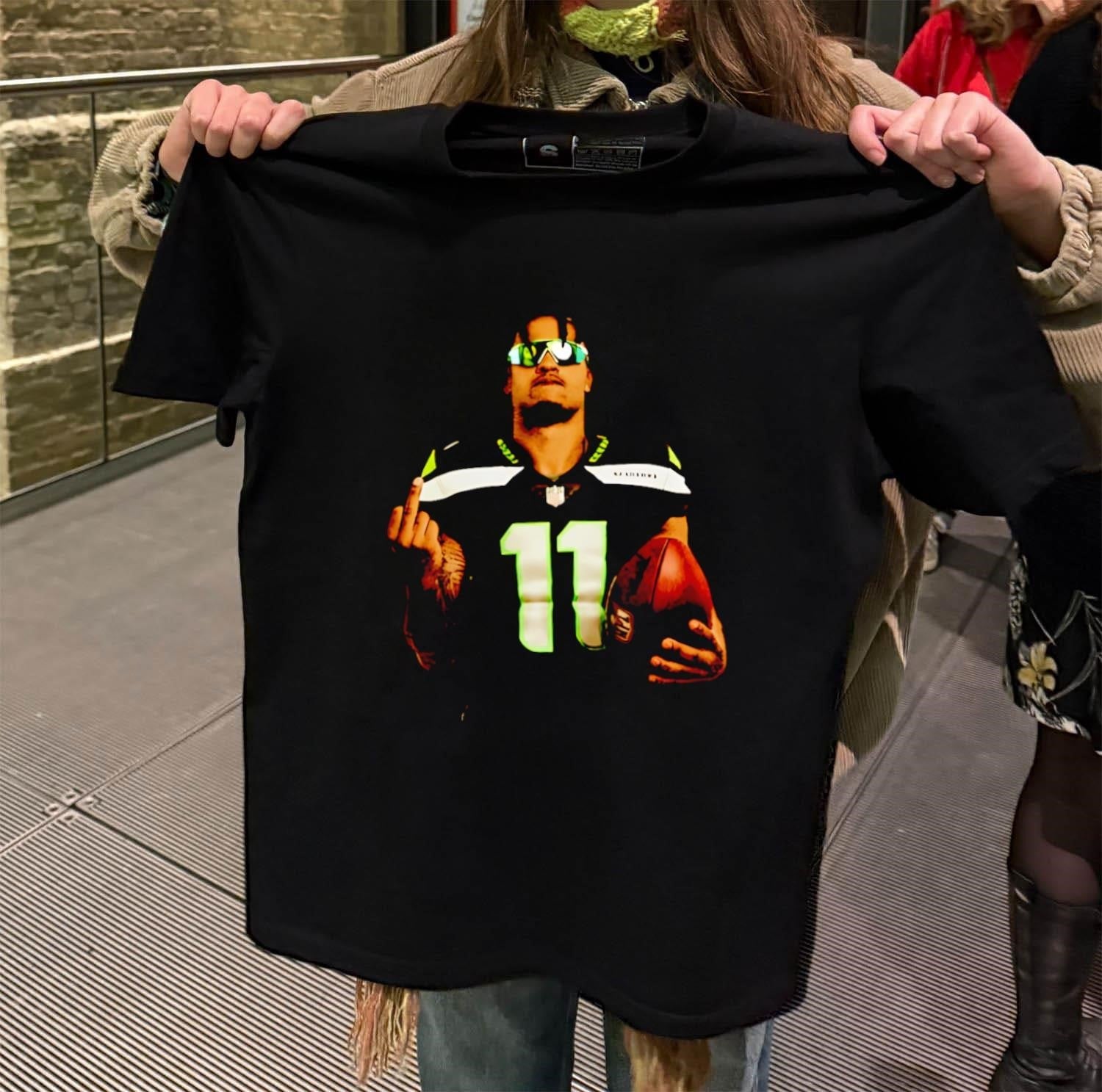 Jaxon Smith-Njigba Number 11 Sunglasses Holding - Adult & Kids T-Shirts, Sweatshirts & Hoodies apparel design preview 2