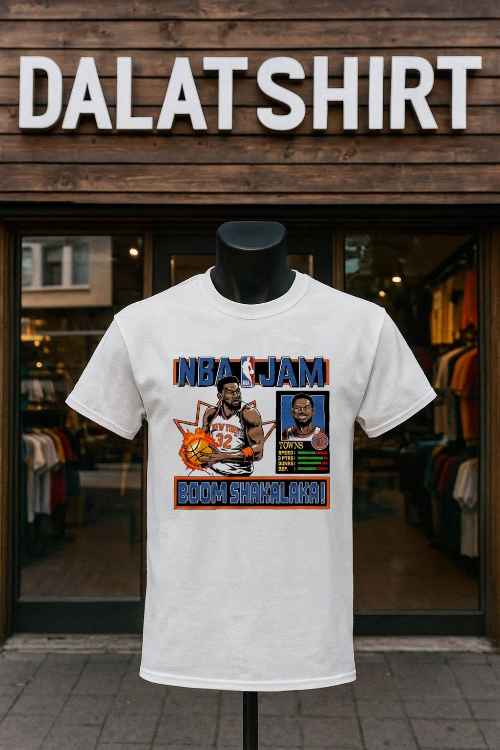 NBA Jam Knicks Karl-Anthony Towns Boom Shakalaka - Adult & Kids T-Shirts, Sweatshirts & Hoodies apparel design preview 1