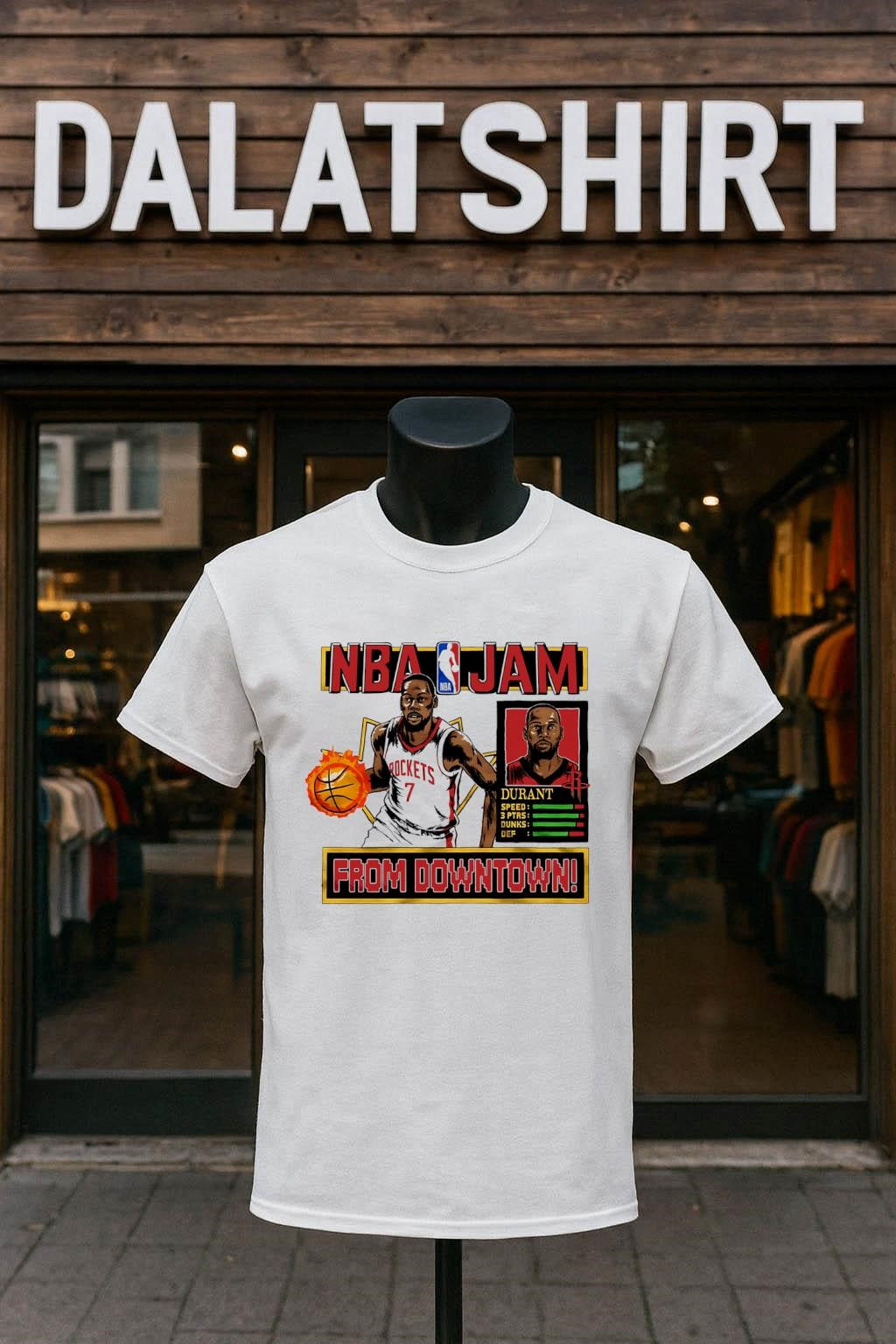 NBA Jam Rockets Kevin Durant From Downtown - Adult & Kids T-Shirts, Sweatshirts & Hoodies apparel design preview 1