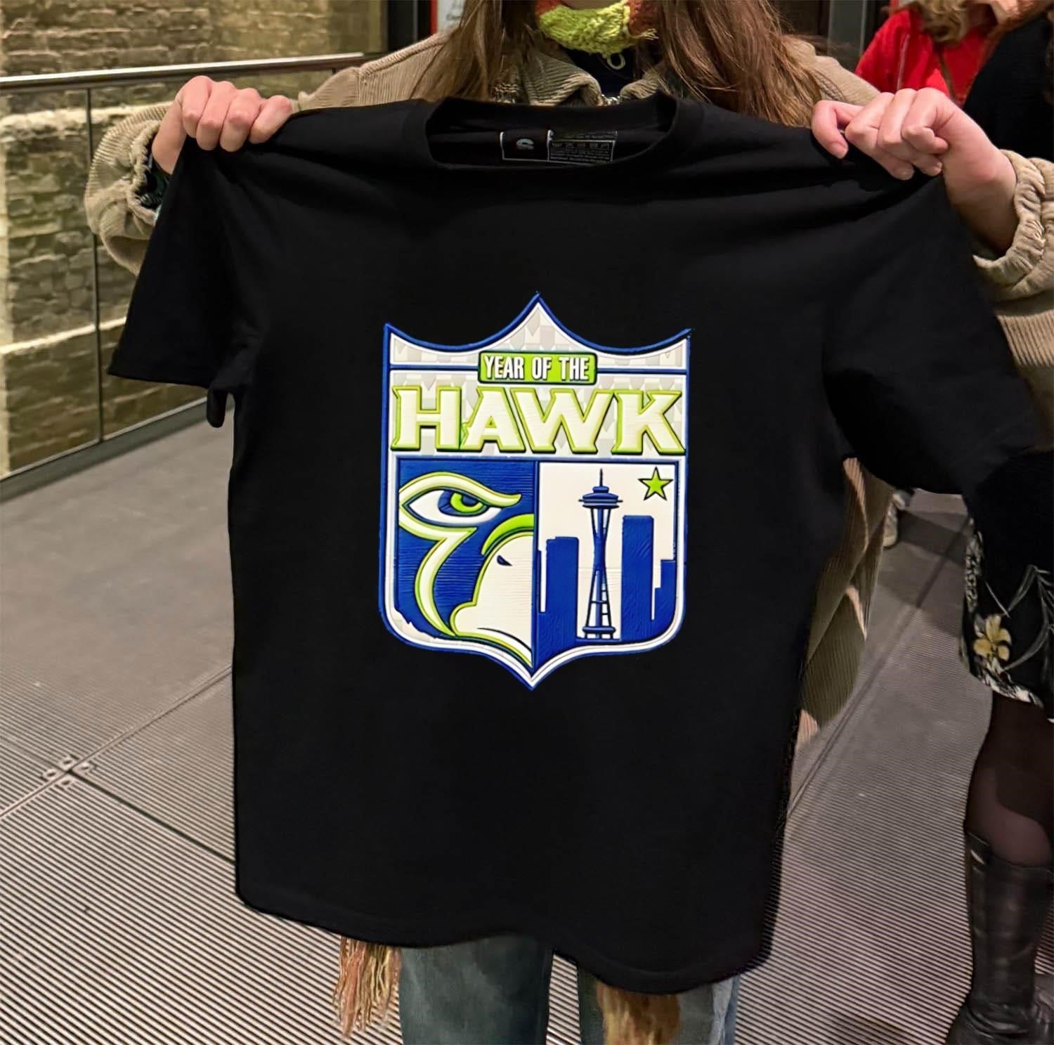 Year Of The Hawk Seattle Space Needle Skyline - Adult & Kids T-Shirts, Sweatshirts & Hoodies apparel design preview 2