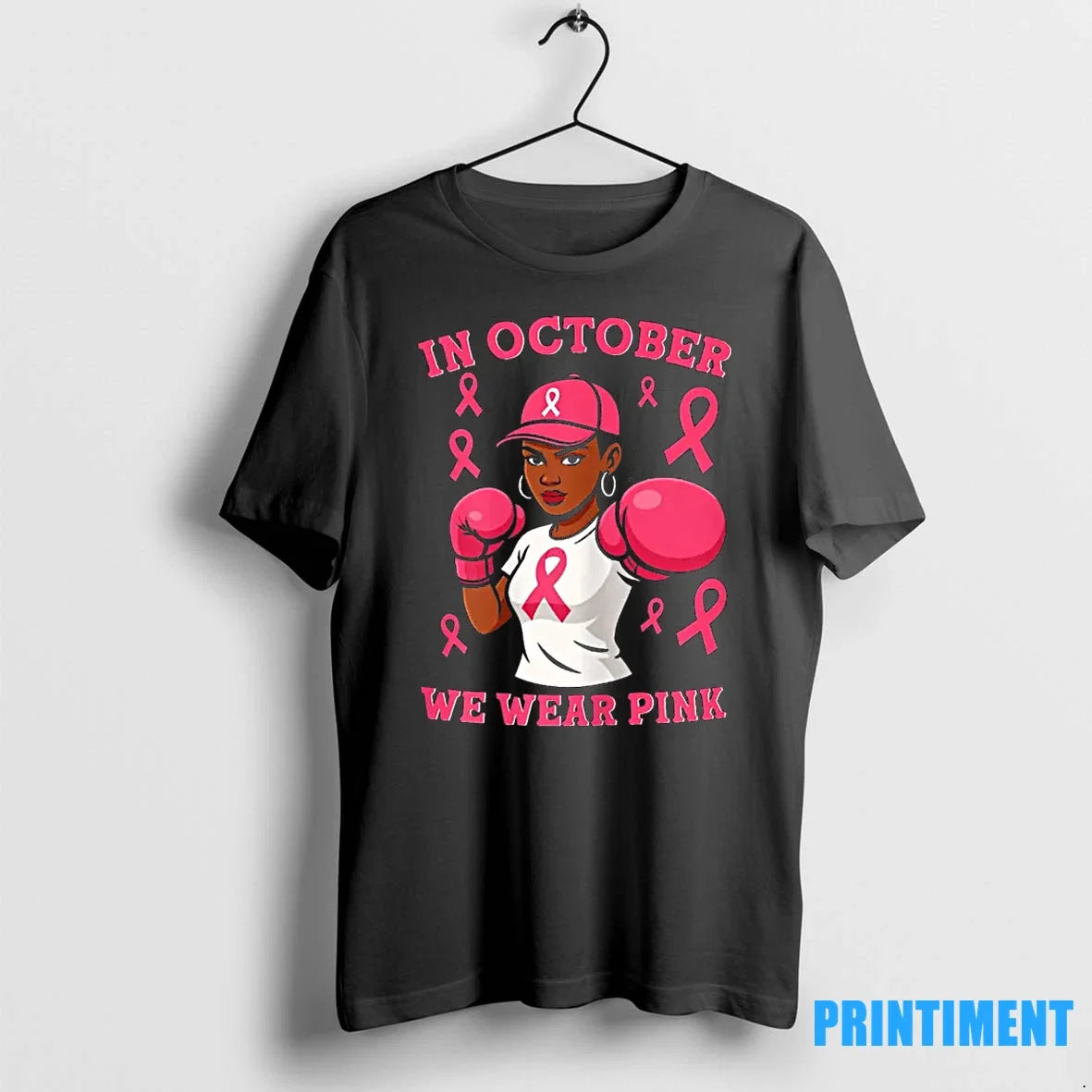 Black African American In October We Wear Pink Breast - Adult & Kids T-Shirts, Sweatshirts & Hoodies apparel design preview 1