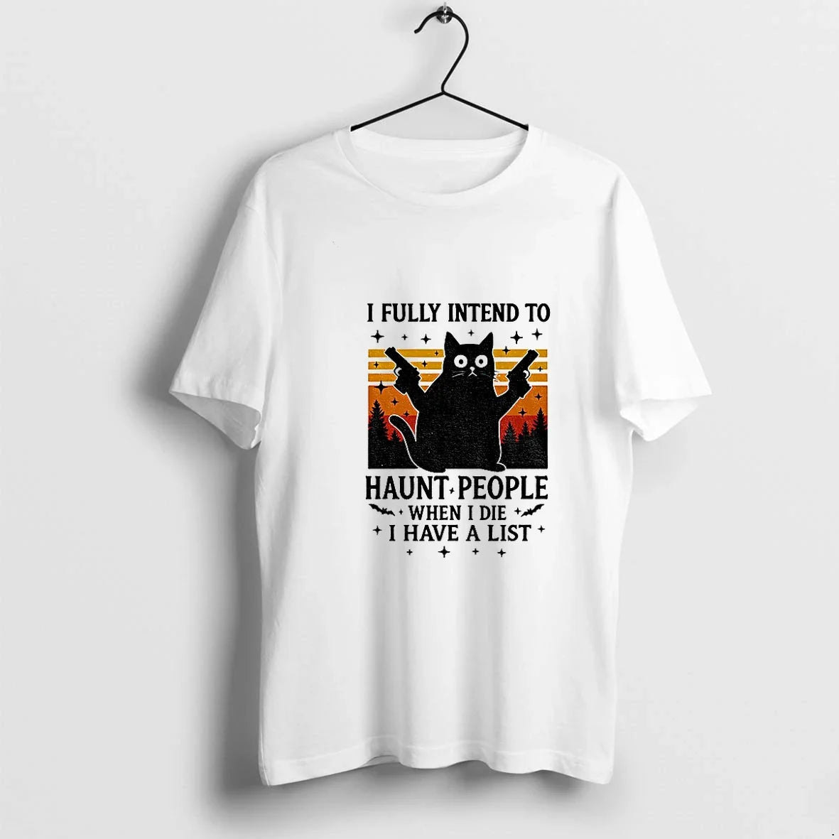 Black Cat Gun I Fully Intend To Haunt People When Die - Adult & Kids T-Shirts, Sweatshirts & Hoodies apparel design preview 1